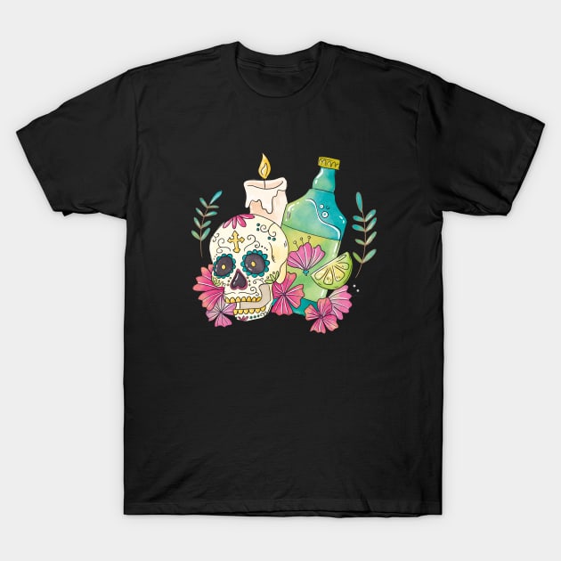 Day of the Dead Skull T-Shirt by Gvsarts